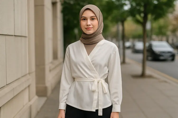 Blus Polos Model Wrap Shirt