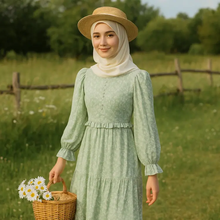 Vintage Dress Hijau Pastel